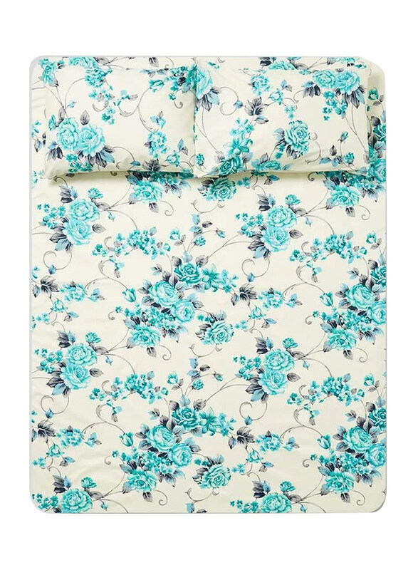 Aceir 3-Piece 180 TC Premium Collection Floral Printed Cotton Bedsheet Set, 1 Bedsheet + 2 Pillow Cases, Queen, White/Blue/Grey
Aceir 3-Piece 180 TC Premium Collection Floral Printed Cotton Bedsheet Set, 1 Bedsheet + 2 Pillow Cases, Queen, White/Blue/Grey