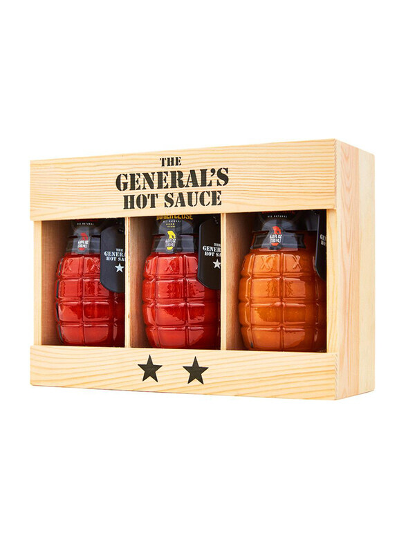 The General's Hot Sauce Peppers Collection Set in Gift Wooden Box, Dead Red/Danger Close/Shock & Awe, 3 Bottles x 180ml
The General's Hot Sauce Peppers Collection Set in Gift Wooden Box, Dead Red/Danger Close/Shock & Awe, 3 Bottles x 180ml