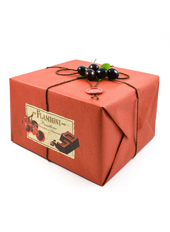 Flamigni Italian Gourmet Panettone with Dark Chocolate Drops and Candied Fruit Amarena Cherries Hand Wrapped, 1 Kg
Flamigni Italian Gourmet Panettone with Dark Chocolate Drops and Candied Fruit Amarena Cherries Hand Wrapped, 1 Kg