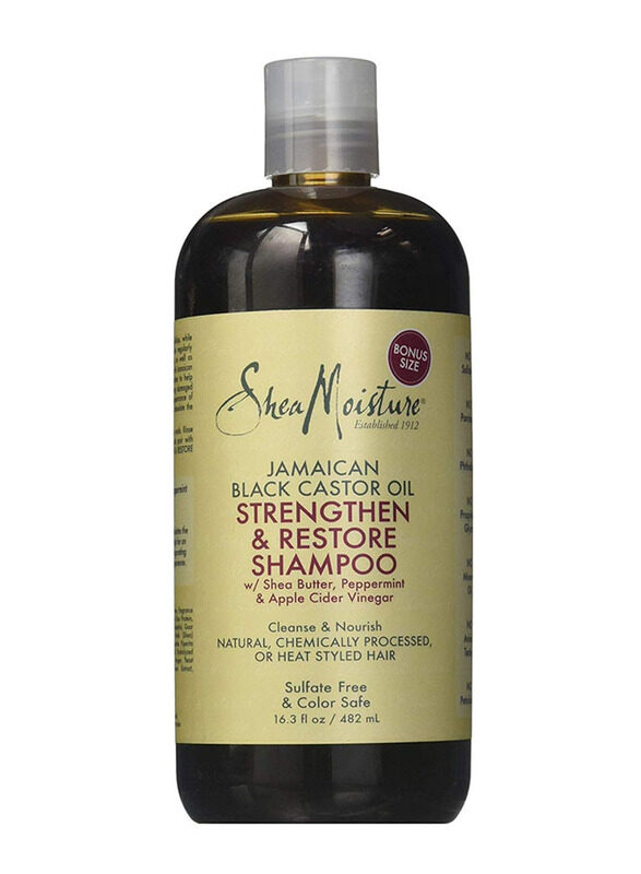 Shea Moisture Black Castor Oil Strengthen and Restore Shampoo for All Hair Types, 482ml
Shea Moisture Black Castor Oil Strengthen and Restore Shampoo for All Hair Types, 482ml