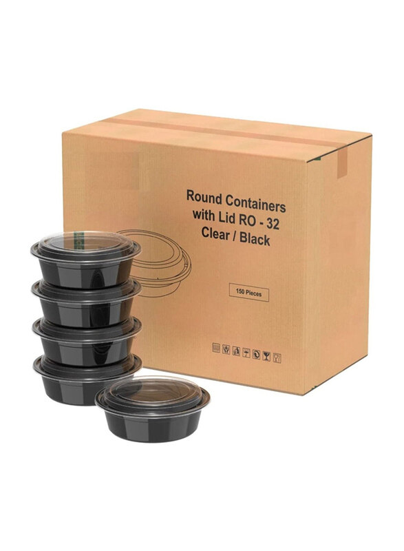 Vsell24 32oz Round Black Disposable Microwave Containers with Lids BPA-Free for Takeout/Salads and Food Storage, 150 Pieces, Black
Vsell24 32oz Round Black Disposable Microwave Containers with Lids BPA-Free for Takeout/Salads and Food Storage, 150 Pieces, Black