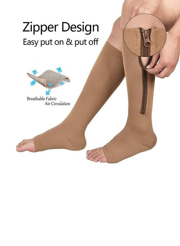 Generic 2 Pair Open Toe Stretchy Zipper Leg Compression Zip Sock, Brown/Black
Generic 2 Pair Open Toe Stretchy Zipper Leg Compression Zip Sock, Brown/Black