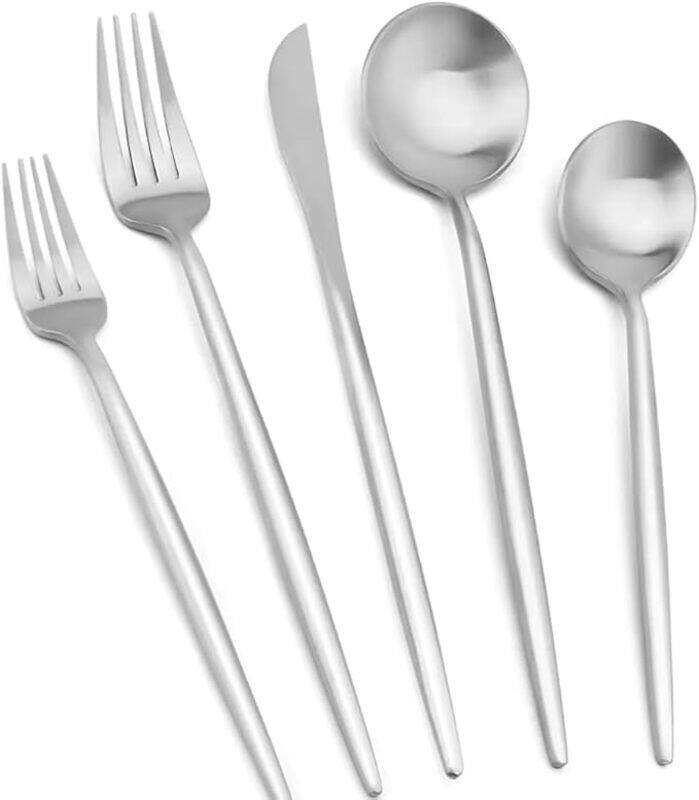 MAAC Home Modern Silver Cutlery Set for Sleek Tables Set of 5 Luxurious Elegant Durable and Classic Premium Design Cutlery Set Perfect for everyday us
MAAC Home Modern Silver Cutlery Set for Sleek Tables Set of 5 Luxurious Elegant Durable and Classic Premium Design Cutlery Set Perfect for everyday us