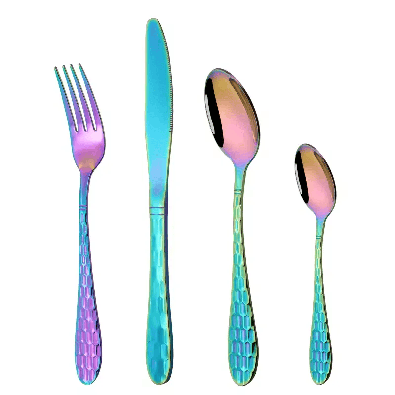 MAAC Home Colorful Rainbow Color Cutlery for Vibrant Meals Set of 24 Luxurious Elegant Durable and Classic Premium Design Cutlery Set Perfect for ever
MAAC Home Colorful Rainbow Color Cutlery for Vibrant Meals Set of 24 Luxurious Elegant Durable and Classic Premium Design Cutlery Set Perfect for ever
