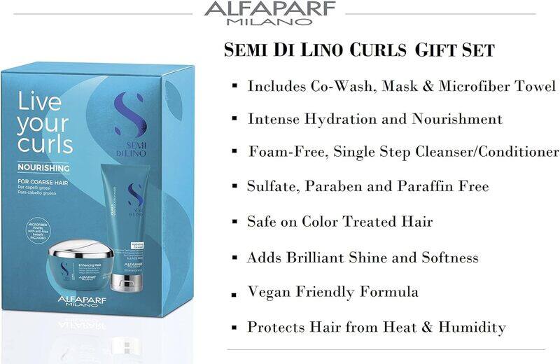 Alfaparf Milano Semi Di Lino Curls Co-Wash and Mask for Wavy and Curly Hair - Duo Pack
Alfaparf Milano Semi Di Lino Curls Co-Wash and Mask for Wavy and Curly Hair - Duo Pack