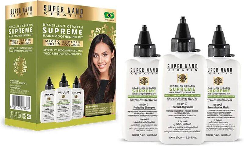 Super Nano Keratin Brazilian Keratin Supreme Hair Smoothing Kit for Thick Hair, 3 x 100ml
Super Nano Keratin Brazilian Keratin Supreme Hair Smoothing Kit for Thick Hair, 3 x 100ml