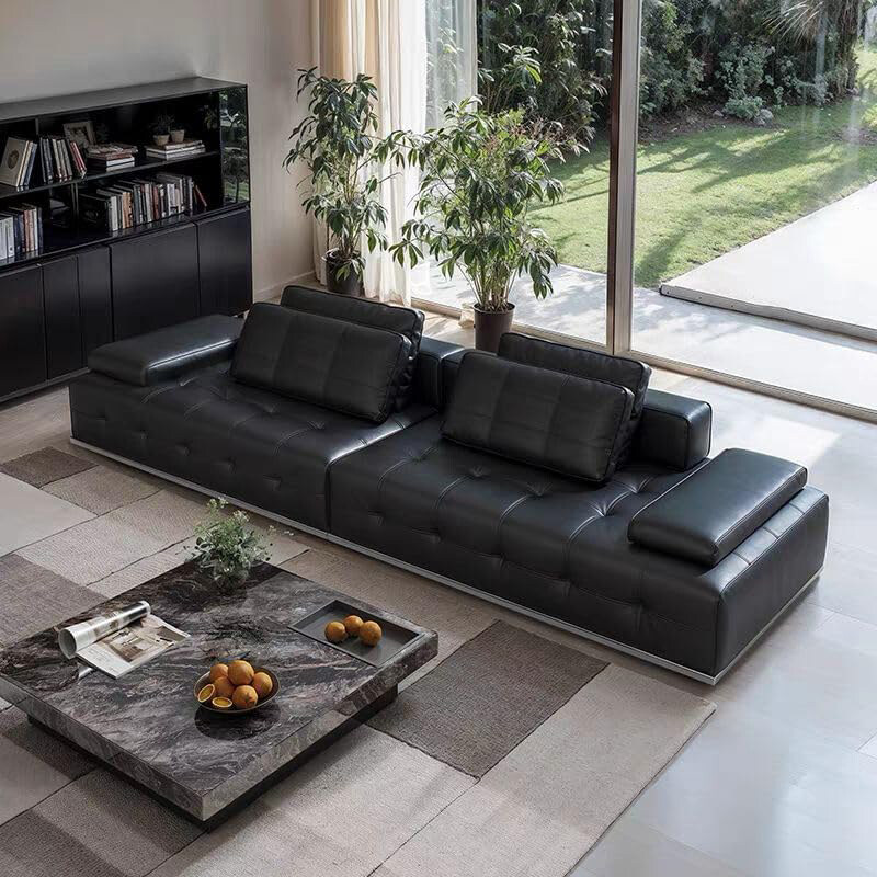 Neo Front Genuine Leather Sofa, Luxurious Comfort, Goose Feather Cushion Filling, Square Arm Design, Sturdy Block Legs, Elegant Tan, DB-PF2036, Black
Neo Front Genuine Leather Sofa, Luxurious Comfort, Goose Feather Cushion Filling, Square Arm Design, Sturdy Block Legs, Elegant Tan, DB-PF2036, Black