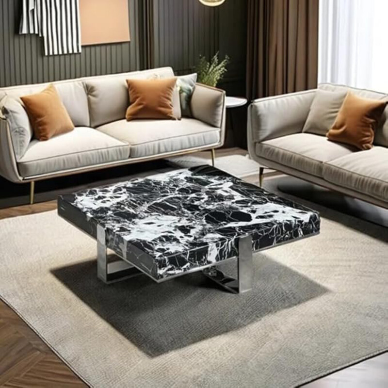Neo Front Luxurious Square Coffee Table, Handcrafted with Napoleon Black Marble and Artistically Modeled Mirrored Stainless Steel, FA920, Black
Neo Front Luxurious Square Coffee Table, Handcrafted with Napoleon Black Marble and Artistically Modeled Mirrored Stainless Steel, FA920, Black