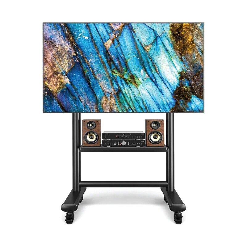 Rfiver Heavy Duty Mobile TV Stand for 50-92 Inch Large TVs up to 200lbs, Height Adjustable Rolling TV Stand with Silent Wheel, AV Shelf, Black
Rfiver Heavy Duty Mobile TV Stand for 50-92 Inch Large TVs up to 200lbs, Height Adjustable Rolling TV Stand with Silent Wheel, AV Shelf, Black