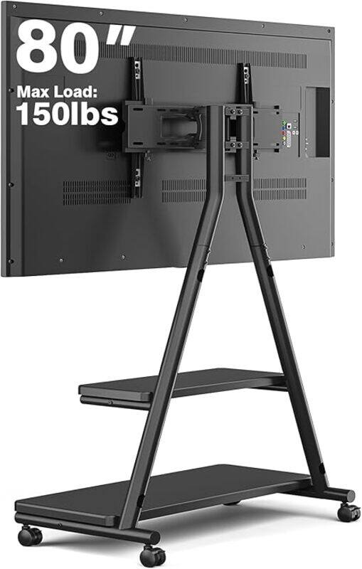 Rfiver Heavy Duty TV Stand for 43"-80" TVs up to 150lbs, Mobile TV Cart on Wheels, Dual Shelves, Outdoor TV Stand with Tilt & Swivel Adjustments, Blac
Rfiver Heavy Duty TV Stand for 43"-80" TVs up to 150lbs, Mobile TV Cart on Wheels, Dual Shelves, Outdoor TV Stand with Tilt & Swivel Adjustments, Blac