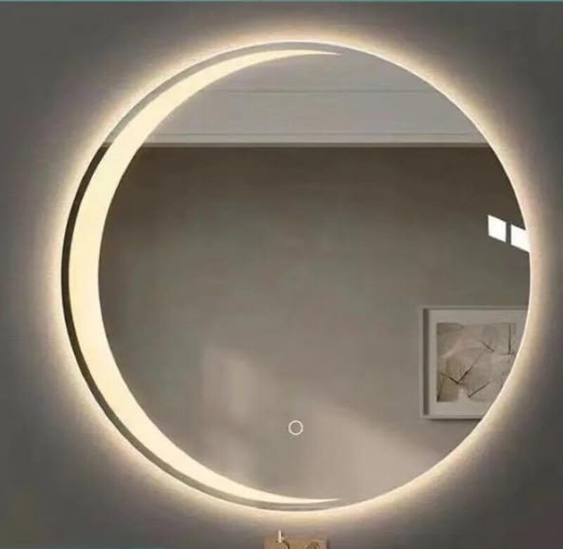 AWD Modern Crescent Moon 3 Color LED Decorative Round Wall Mirror with Ambient Backlit Lighting, Silver
AWD Modern Crescent Moon 3 Color LED Decorative Round Wall Mirror with Ambient Backlit Lighting, Silver