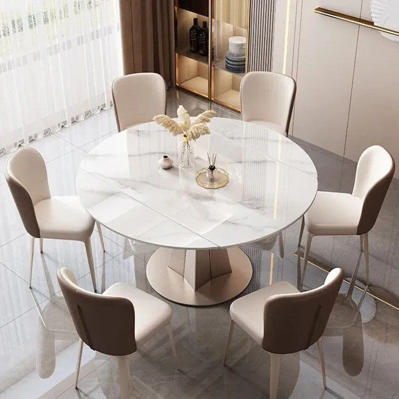 AWD 6 Seater Modern Extendable Round Rectangular Dining Table Set with Leather Chair, White
AWD 6 Seater Modern Extendable Round Rectangular Dining Table Set with Leather Chair, White
