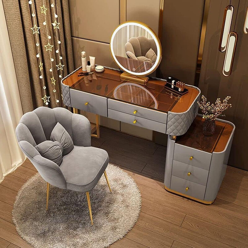 AWD Distinctive Modern Dressing Table with Smart Mirror Makeup Stools Set, Grey
AWD Distinctive Modern Dressing Table with Smart Mirror Makeup Stools Set, Grey