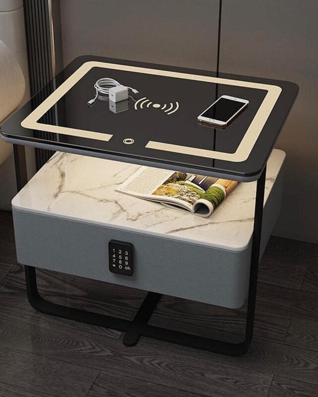 AWD Smart Bedside Table with Wireless Charging, Three Different Color of LED Touch Changing with Wide Drawer Digital Lock, Grey
AWD Smart Bedside Table with Wireless Charging, Three Different Color of LED Touch Changing with Wide Drawer Digital Lock, Grey
