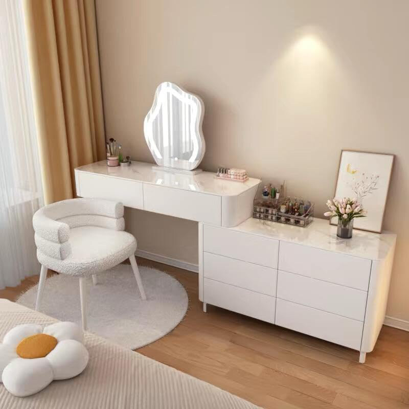 Generic Modern Makeup Vanity Dressing Table with Chair Solid Wood Dressing Desk with Lighted Mirror Side Chest of Drawers and Chair for Bedroom Girls Women's
Generic Modern Makeup Vanity Dressing Table with Chair Solid Wood Dressing Desk with Lighted Mirror Side Chest of Drawers and Chair for Bedroom Girls Women's