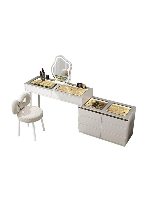 AWD Modern Luminous Dressing Table Set with Illuminated Mirror and Chair, Grey/White
AWD Modern Luminous Dressing Table Set with Illuminated Mirror and Chair, Grey/White