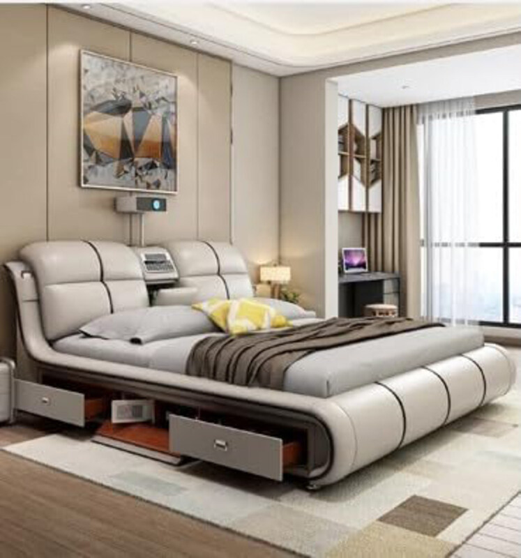 Generic Smart Bed with Projector Massage Bluetooth Speaker & Storage Drawers, Khaki
Generic Smart Bed with Projector Massage Bluetooth Speaker & Storage Drawers, Khaki