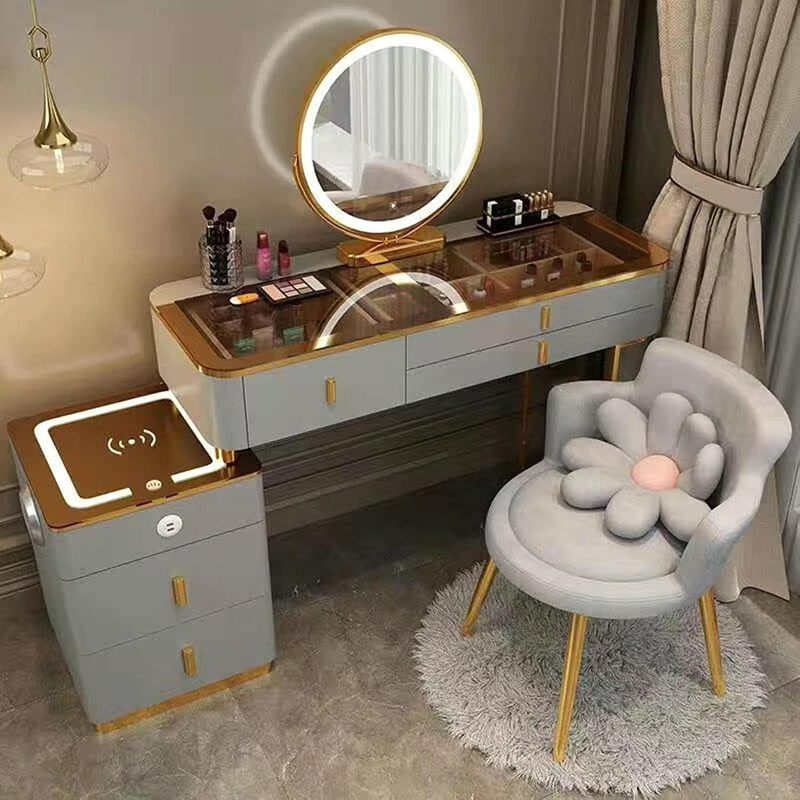 Generic Distinctive Modern Dressing Round Smart Mirror & Side Table, Comfort Chair Set with Strong LED Lighting in Three Color Modes & Wireless Charging, 3 Pi
Generic Distinctive Modern Dressing Round Smart Mirror & Side Table, Comfort Chair Set with Strong LED Lighting in Three Color Modes & Wireless Charging, 3 Pi
