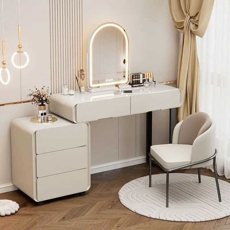 AWD Elegant Vanity Table Dressing Table with Mirror, Chair and Storage Drawers, White
AWD Elegant Vanity Table Dressing Table with Mirror, Chair and Storage Drawers, White