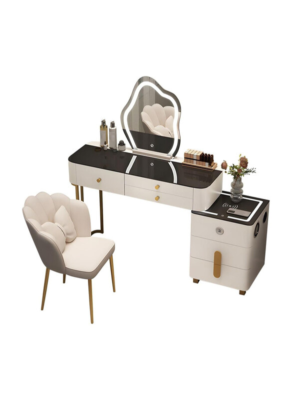 AWD Smart Dressing Table with Chair, Makeup Vanity Table Lighted Mirror, Storage Cabinet Drawers and Bt Speaker Wireless Charging USB Ports, Model1, G
AWD Smart Dressing Table with Chair, Makeup Vanity Table Lighted Mirror, Storage Cabinet Drawers and Bt Speaker Wireless Charging USB Ports, Model1, G