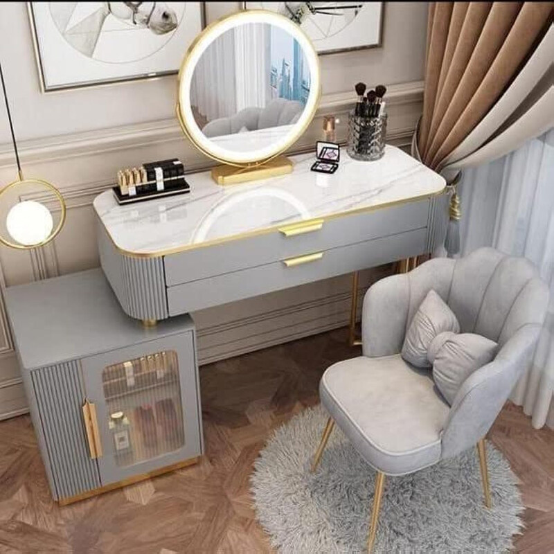 Generic Elegant Simple Advanced Solid Wood Dressing Table with Smart Mirror & Stool, Grey
Generic Elegant Simple Advanced Solid Wood Dressing Table with Smart Mirror & Stool, Grey