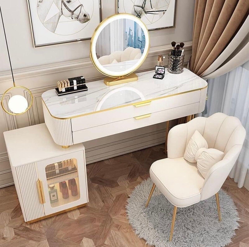 AWD Elegant Simple Advanced Solid Wood Dressing Table with Smart Mirror & Stool, White
AWD Elegant Simple Advanced Solid Wood Dressing Table with Smart Mirror & Stool, White