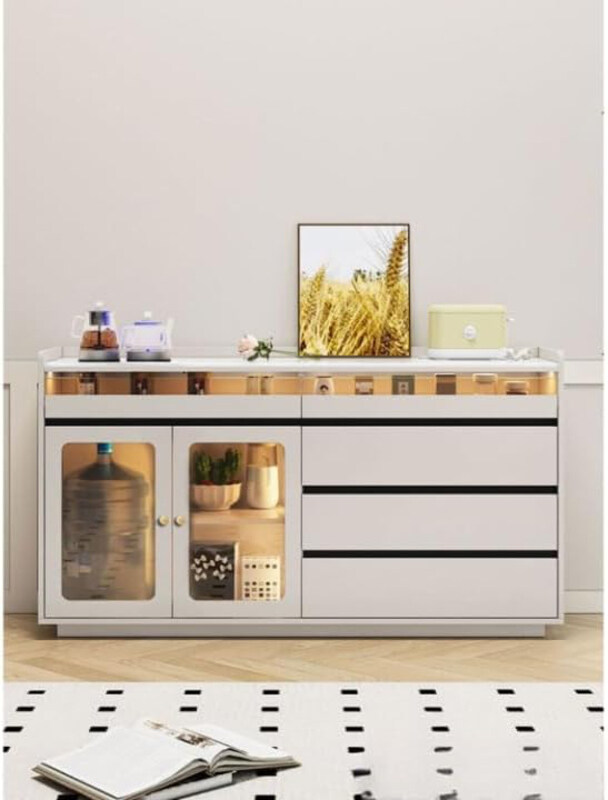 AWD Sideboard Buffet 5 Drawers Storage & 2 Glass Doors Sideboard Table Cabinet with Glass Display & LED Lights, Light Grey
AWD Sideboard Buffet 5 Drawers Storage & 2 Glass Doors Sideboard Table Cabinet with Glass Display & LED Lights, Light Grey