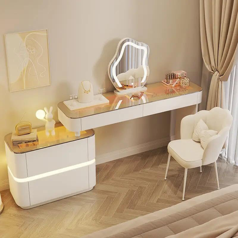 AWD Illuminated Storage Dresser Cloud Mirror Shape Makeup Table with Mirror & Chair, White
AWD Illuminated Storage Dresser Cloud Mirror Shape Makeup Table with Mirror & Chair, White