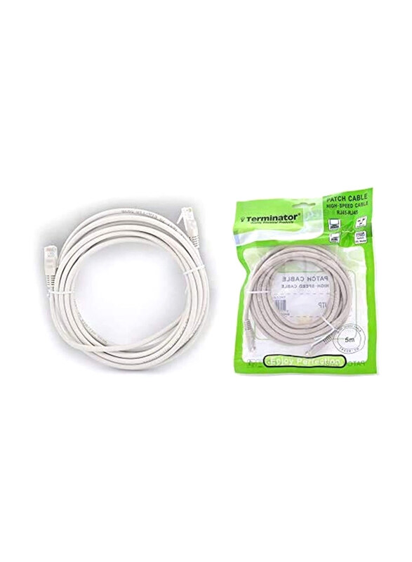 Terminator 5-Meters CAT6 Patch Cord Cable, Ethernet Cable to RJ45 for Personal Computer, White
Terminator 5-Meters CAT6 Patch Cord Cable, Ethernet Cable to RJ45 for Personal Computer, White