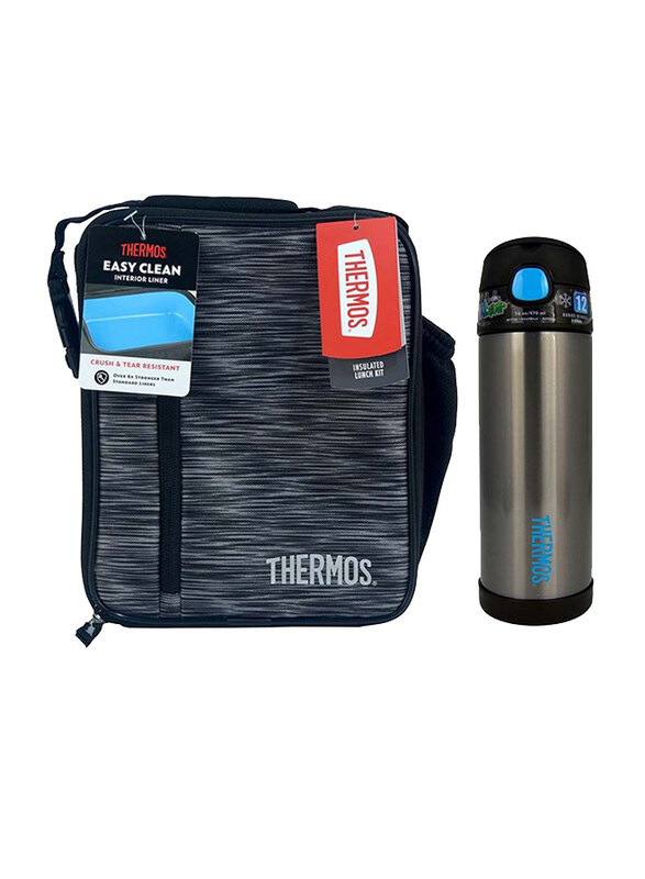 Thermos Uprights with LDPE Liner for Boy + Funtainer Stainless Steel Hydration Bottle 470ml Combo Set, Black Grey
Thermos Uprights with LDPE Liner for Boy + Funtainer Stainless Steel Hydration Bottle 470ml Combo Set, Black Grey