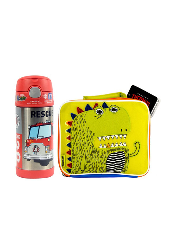 Thermos 355ml Kids School Lunch Bag-Fun Faces Dino + Thermos Funtainer Stainless Steel Hydration Water Bottle Set, Multicolour
Thermos 355ml Kids School Lunch Bag-Fun Faces Dino + Thermos Funtainer Stainless Steel Hydration Water Bottle Set, Multicolour