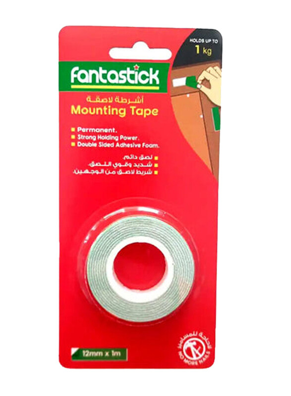 Fantastick Double Sided Adhesive Foam Permanent Mounting Tape, 12mm x 1m, FK-M121, Green
Fantastick Double Sided Adhesive Foam Permanent Mounting Tape, 12mm x 1m, FK-M121, Green