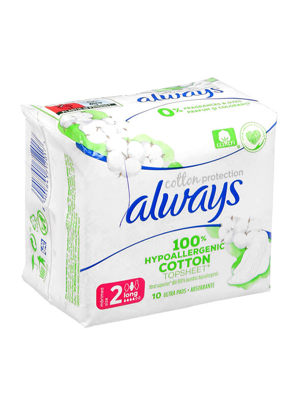 Always Pure Cotton Protection, U Ltra Thin, Long Sanitary Pads with Wings, with 100% Hypoallergenic Cotton Top Sheet - 10 Count
Always Pure Cotton Protection, U Ltra Thin, Long Sanitary Pads with Wings, with 100% Hypoallergenic Cotton Top Sheet - 10 Count
