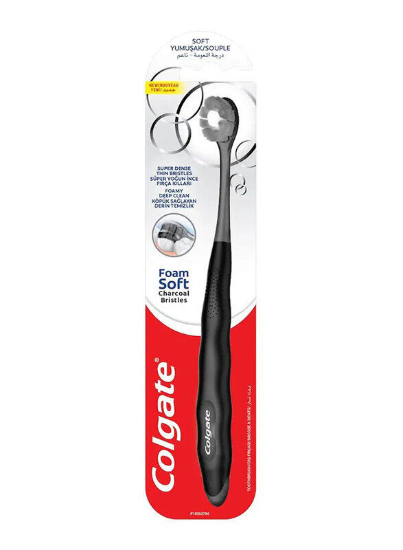 Colgate FoamSoft Charcoal Super Dense Thin Soft Bristle Toothbrush, Assorted Colours, 1-Pack
Colgate FoamSoft Charcoal Super Dense Thin Soft Bristle Toothbrush, Assorted Colours, 1-Pack