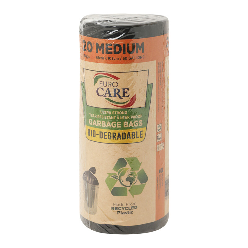 Euro Care Ultra Strong Bio-Degradable Medium Garbage Bags, 75 x 103cm, 50 Gallons, 20 Pieces
Euro Care Ultra Strong Bio-Degradable Medium Garbage Bags, 75 x 103cm, 50 Gallons, 20 Pieces