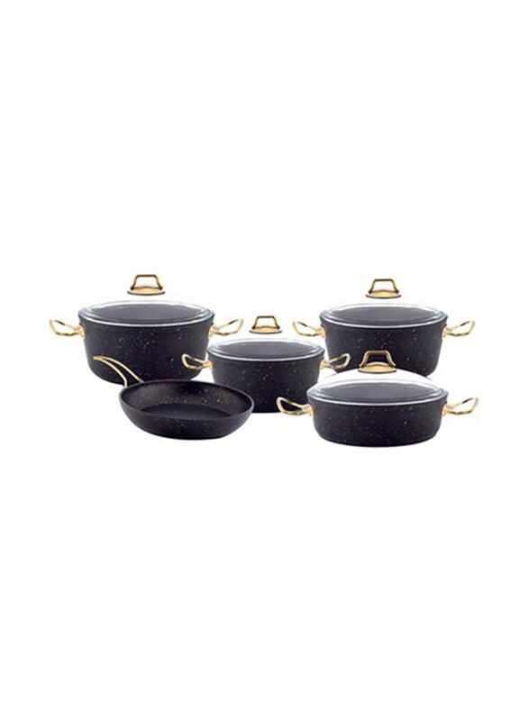 Home Maker 9-Piece Non-Stick Round Granite Cookware Set with Glass Lid, Black/Gold
Home Maker 9-Piece Non-Stick Round Granite Cookware Set with Glass Lid, Black/Gold