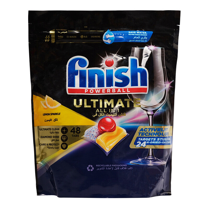 Finish Powerball Ultimate All In One Lemon Sparkle Dishwasher Detergent, 48 Tablets
Finish Powerball Ultimate All In One Lemon Sparkle Dishwasher Detergent, 48 Tablets