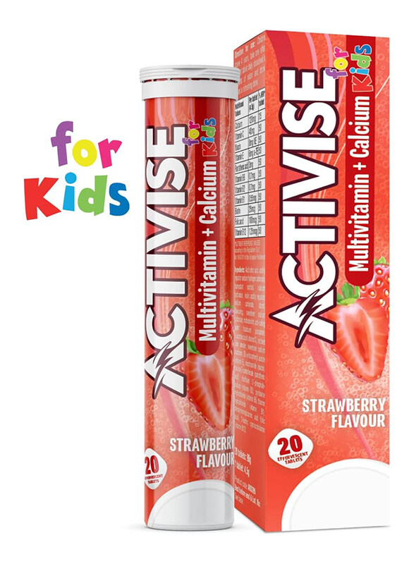 Activise Kids Multivitamin + Calcium Effervescent Strawberry Flavor Tablets, 20 Tablets
Activise Kids Multivitamin + Calcium Effervescent Strawberry Flavor Tablets, 20 Tablets