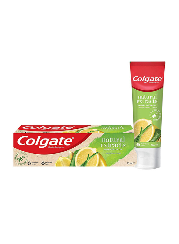 Colgate Natural Extracts Ultimate Fresh with Lemon and Aloe Vera Toothpaste - 75ml
Colgate Natural Extracts Ultimate Fresh with Lemon and Aloe Vera Toothpaste - 75ml