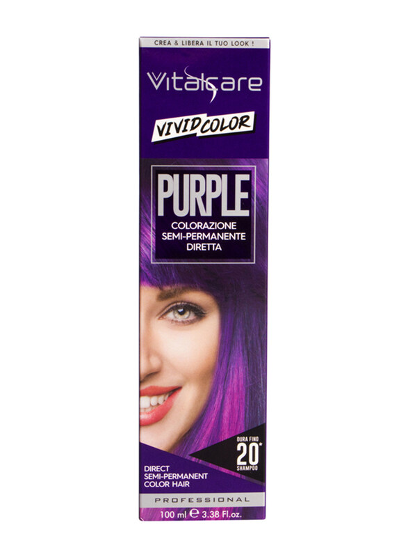 Vital care Vivid Professional Semi-Permanent Colouring Hair Colour Dye, Purple, 100ml
Vital care Vivid Professional Semi-Permanent Colouring Hair Colour Dye, Purple, 100ml