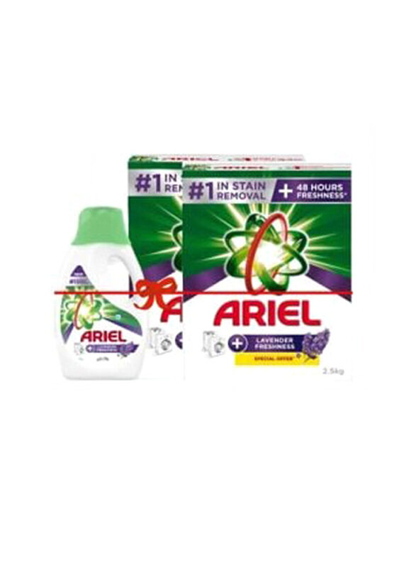 Ariel Laundry Detergent Powder, 2 x 2.25 Kg + Detergent Liquid Lavender 1 Liter Set, 3 Pieces
Ariel Laundry Detergent Powder, 2 x 2.25 Kg + Detergent Liquid Lavender 1 Liter Set, 3 Pieces