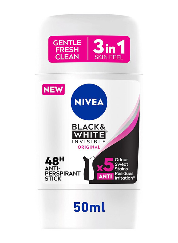 Nivea Black & White Invisible Original 48h Protection Antiperspirant Deo Stick, 50ml
Nivea Black & White Invisible Original 48h Protection Antiperspirant Deo Stick, 50ml
