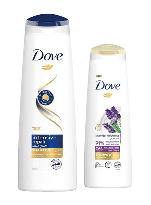 Dove Shampoo Intense Repair and Lavender Thickness Shampoo for Damaged Hair, 2 Pieces, 400 +180ml
Dove Shampoo Intense Repair and Lavender Thickness Shampoo for Damaged Hair, 2 Pieces, 400 +180ml
