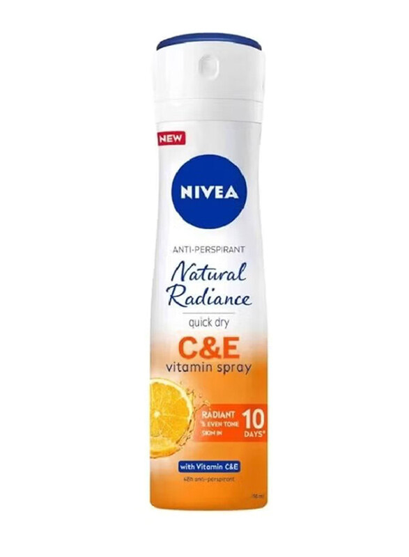 Nivea Natural Radiance Anti-Perspirant Deodorant Spray with Vitamin C and E, 150ml
Nivea Natural Radiance Anti-Perspirant Deodorant Spray with Vitamin C and E, 150ml