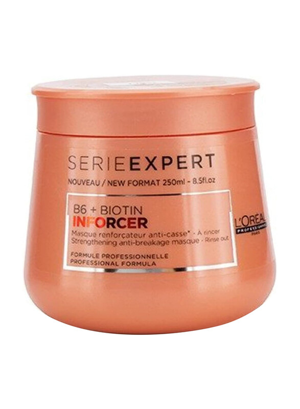 L'Oreal Paris Professional Serie Expert Inforcer B6 and Biotin Strengthening Anti-Breakage Masque for All Hair Types, 250ml
L'Oreal Paris Professional Serie Expert Inforcer B6 and Biotin Strengthening Anti-Breakage Masque for All Hair Types, 250ml