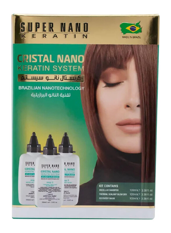 Super Nano Keratin Cristal Brazilian Nano Technology Keratin Hair Smoothing Kit for Curly Hair, 3 x 100ml
Super Nano Keratin Cristal Brazilian Nano Technology Keratin Hair Smoothing Kit for Curly Hair, 3 x 100ml