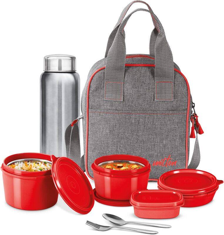 MILTON 8-Piece Lunch Box Set with Insulated Bag & Cutlery - Includes 3 Microwave Safe Inner Steel Food Containers (180ml, 320ml, 450ml), 100ml Plastic
MILTON 8-Piece Lunch Box Set with Insulated Bag & Cutlery - Includes 3 Microwave Safe Inner Steel Food Containers (180ml, 320ml, 450ml), 100ml Plastic