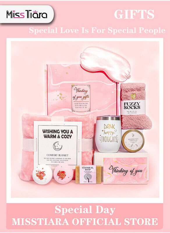 MissTiara Gift Basket for Women, Birthday Gift Box, Get Well Soon Gift Set Contains 10 Inspirational Gifts, Relaxing Spa Treatment Package, Pink
MissTiara Gift Basket for Women, Birthday Gift Box, Get Well Soon Gift Set Contains 10 Inspirational Gifts, Relaxing Spa Treatment Package, Pink