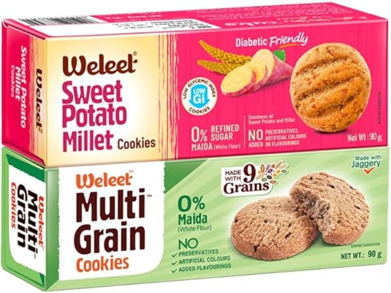 Weleet Assorted Pack of Sweet Potato Millet, Ragi & Banana Cookies, Home/Office Snack Free of White Sugar & White Flour 100% Natural & Healthy (Pac
Weleet Assorted Pack of Sweet Potato Millet, Ragi & Banana Cookies, Home/Office Snack Free of White Sugar & White Flour 100% Natural & Healthy (Pac
