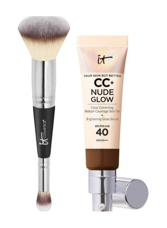 It Cosmetics CC+ Nude Glow and #7 Foundation Brush, Neutral Deep, Dark Brown
It Cosmetics CC+ Nude Glow and #7 Foundation Brush, Neutral Deep, Dark Brown